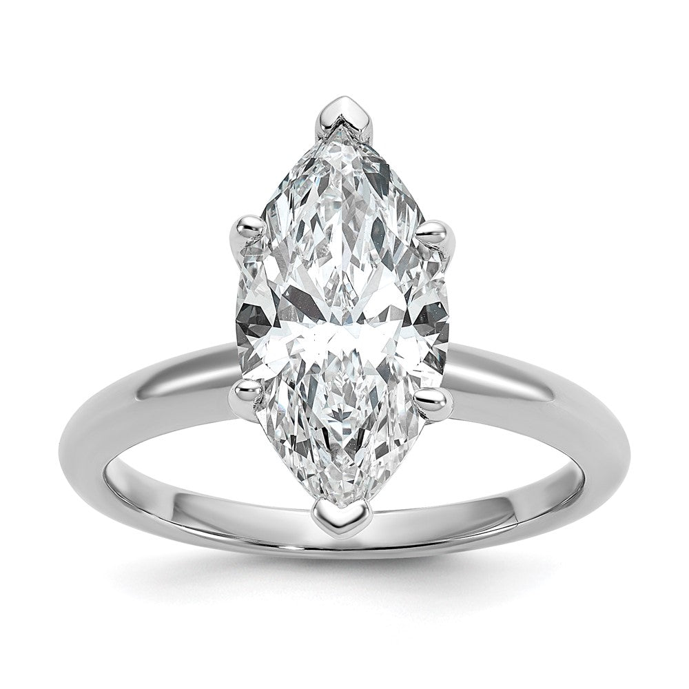 14K White Gold 3 carat Certified Lab Grown Diamond VS+ F+ Marquise Solitaire Complete Engagement Ring