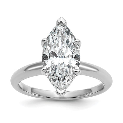 14K White Gold 3 carat Certified Lab Grown Diamond VS+ F+ Marquise Solitaire Complete Engagement Ring