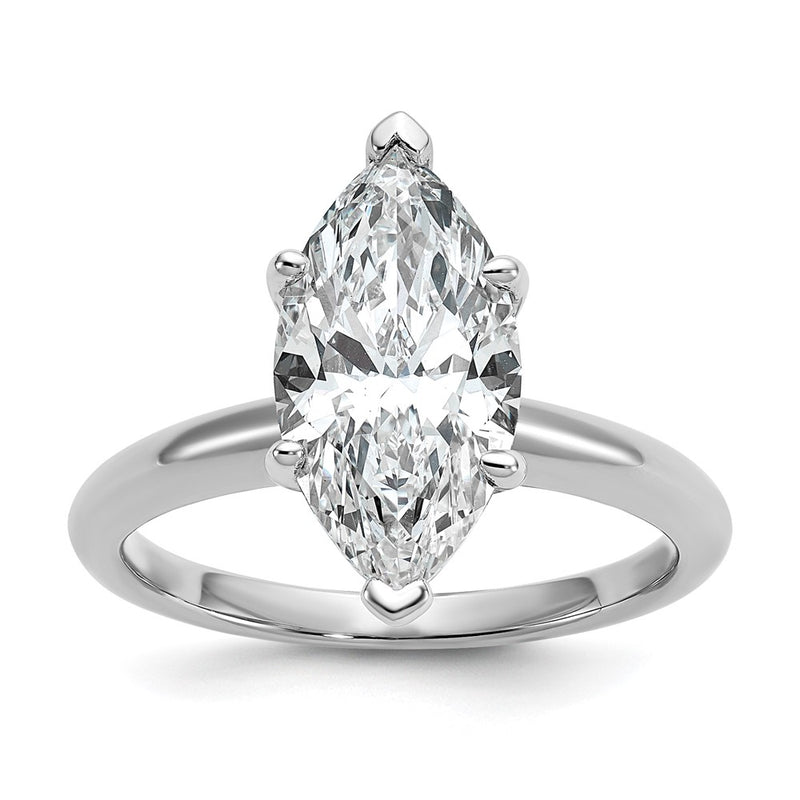 14K White Gold 3 carat Certified Lab Grown Diamond VS+ F+ Marquise Solitaire Complete Engagement Ring