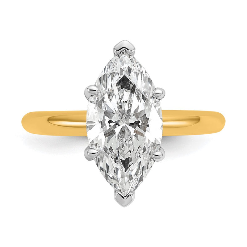 14K Two-Tone Gold Two-tone 3 carat Lab Grown Diamond VS+ F+ Marquise Solitaire Complete Engagement Ring