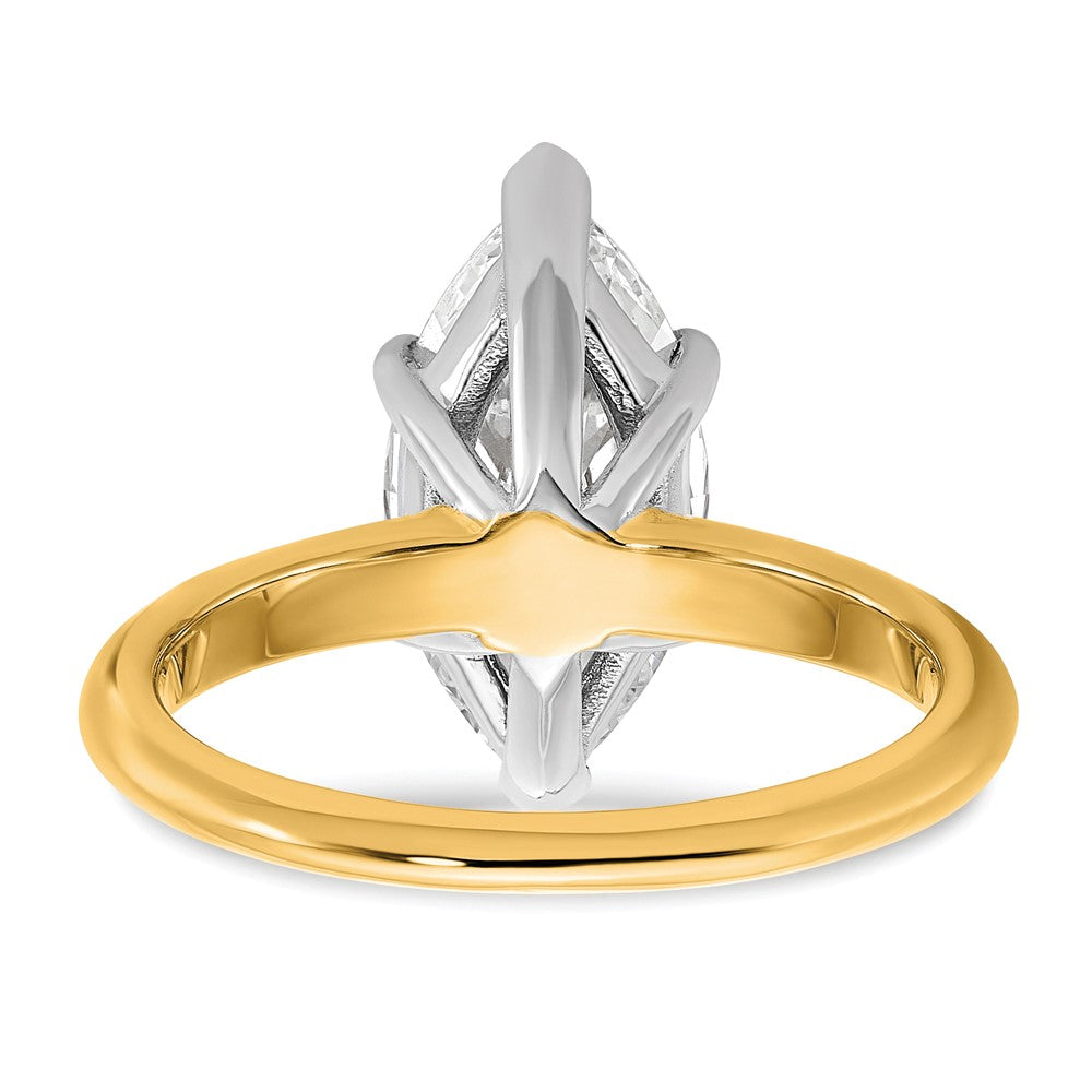 14K Two-Tone Gold Two-tone 3 carat Certified Lab Grown Diamond VS+ F+ Marquise Solitaire Complete Engagement Ring