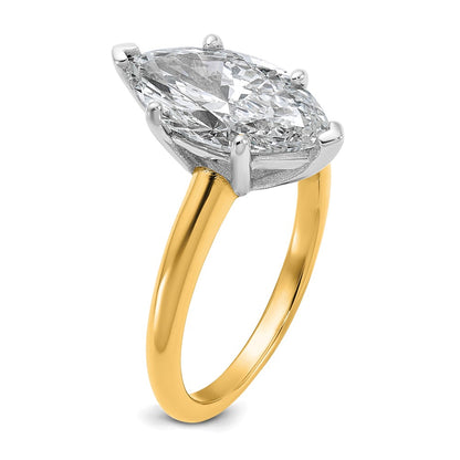 14K Two-Tone Gold Two-tone 3 carat Certified Lab Grown Diamond VS+ F+ Marquise Solitaire Complete Engagement Ring
