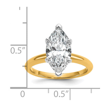 14k Two-Tone 3 Ct. Certified Lab Grown Diamond VS/SI+ G+ Marquise Solitaire Engagement Ring