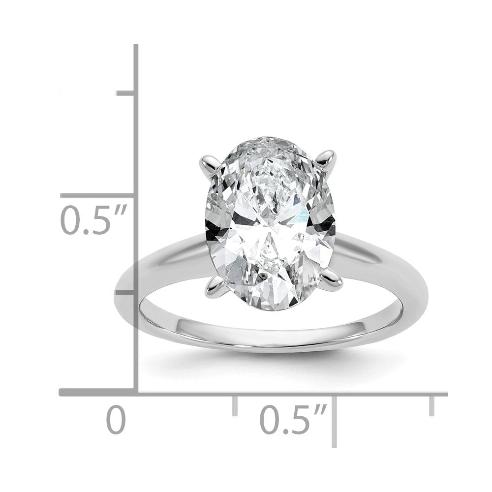 14K White Gold 3 carat Certified Lab Grown Diamond VS+ F+ Oval Complete Solitaire Engagement Ring