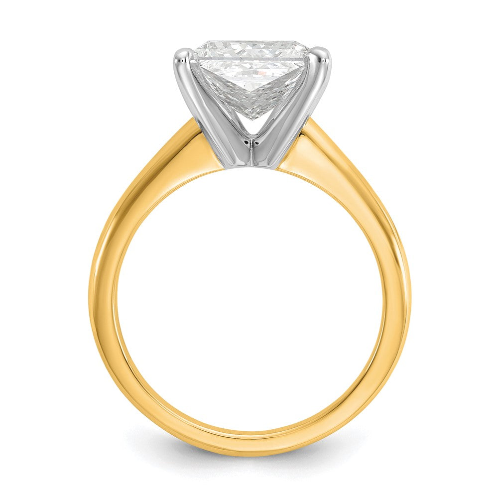 14K Two-Tone Gold 3 carat Lab Grown Diamond VS+ F+ Oval Complete Solitaire Engagement Ring