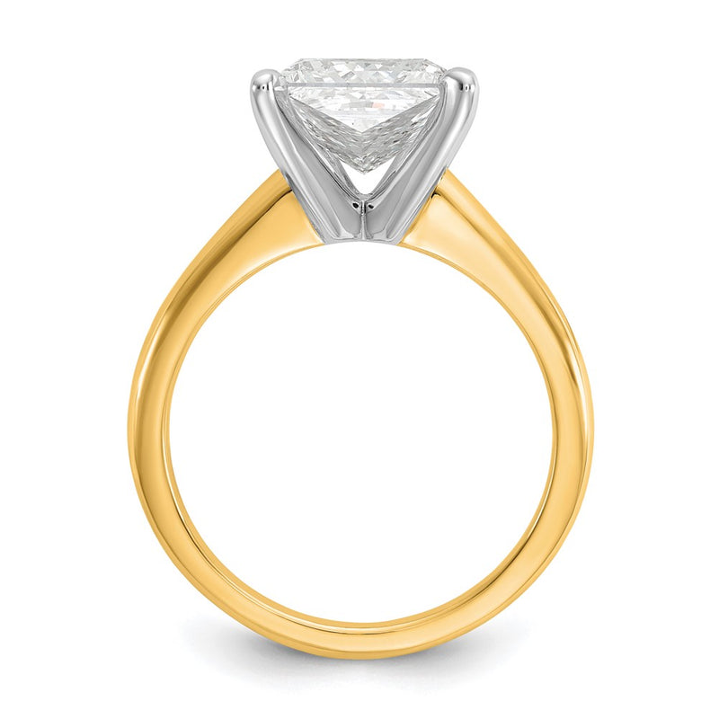 14K Two-Tone Gold 3 carat Lab Grown Diamond VS+ F+ Oval Complete Solitaire Engagement Ring