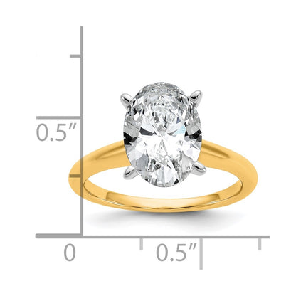 14k Two-tone 3 Ct. Lab Grown Diamond VS/SI+ G+ Oval Solitare Engagement Ring