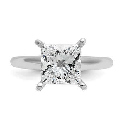 14K White Gold 3 carat Certified Lab Grown Diamond VS+ F+ Princess Complete Solitaire Engagement Ring
