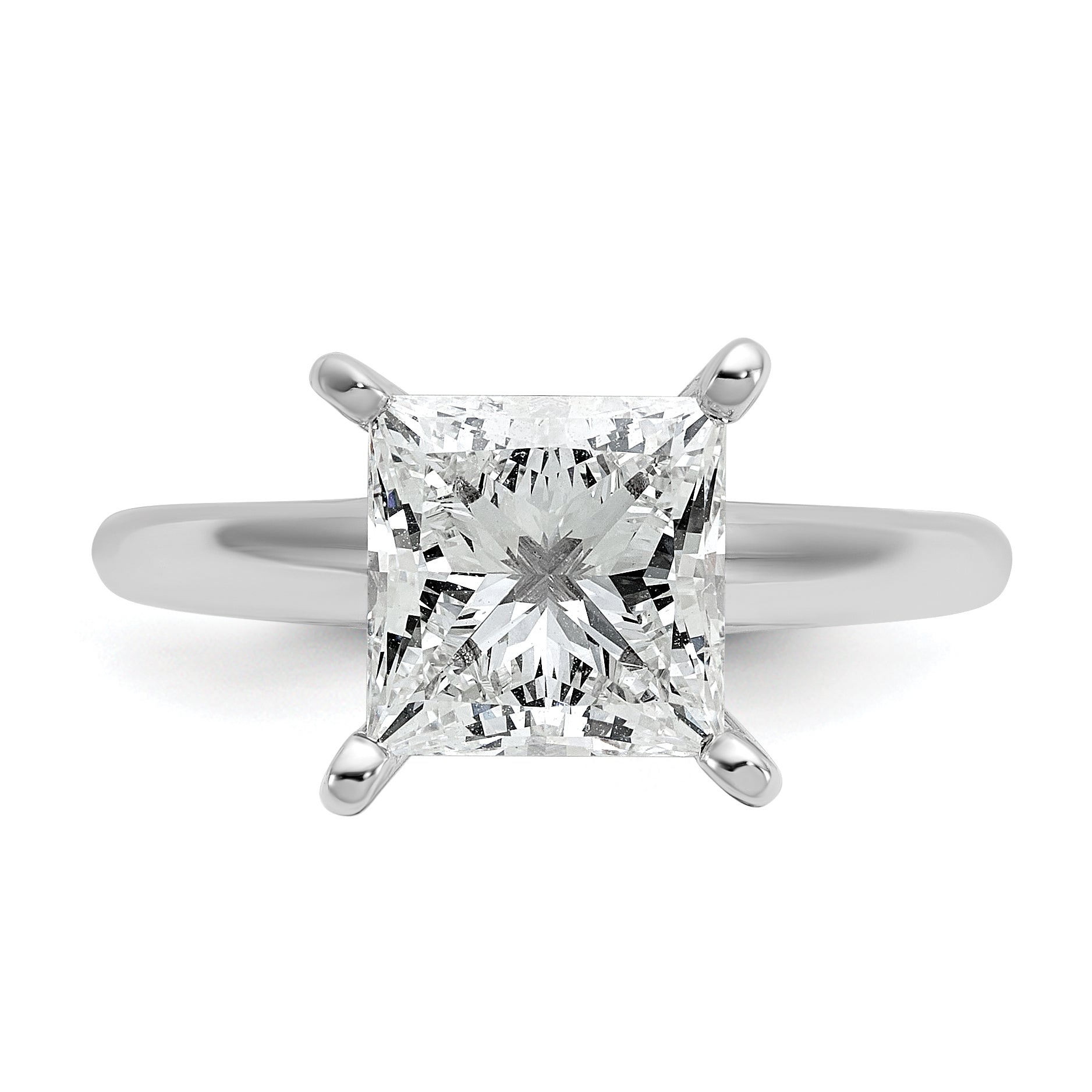 14k White Gold 3 Ct. Lab Grown Diamond VS/SI+ G+ Princess Solitare Engagement Ring