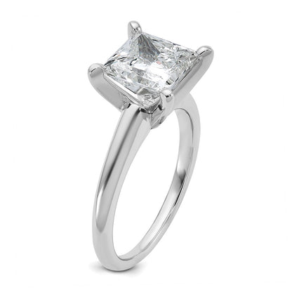 14K White Gold 3 carat Certified Lab Grown Diamond VS+ F+ Princess Complete Solitaire Engagement Ring