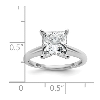14K White Gold 3 carat Certified Lab Grown Diamond VS+ F+ Princess Complete Solitaire Engagement Ring