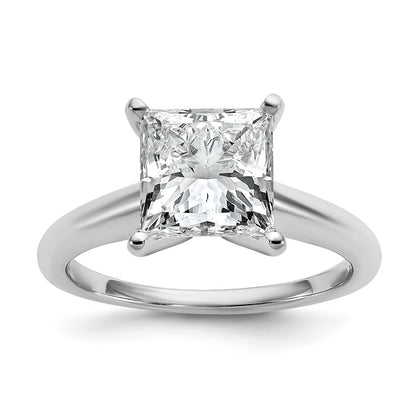 14K White Gold 3 carat Certified Lab Grown Diamond VS+ F+ Princess Complete Solitaire Engagement Ring