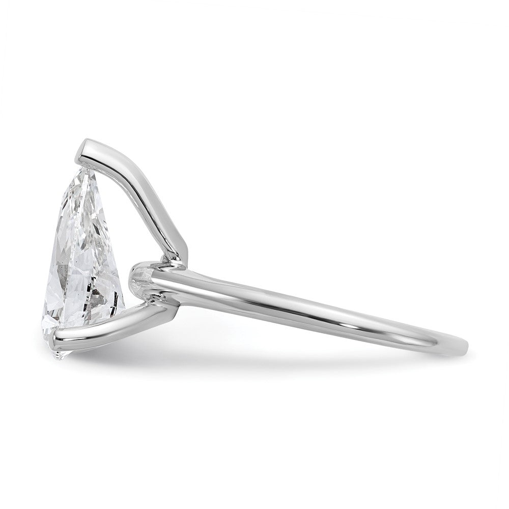 14K White Gold 3 carat Lab Grown Diamond VS+ F+ Pear Solitaire Complete Engagement Ring