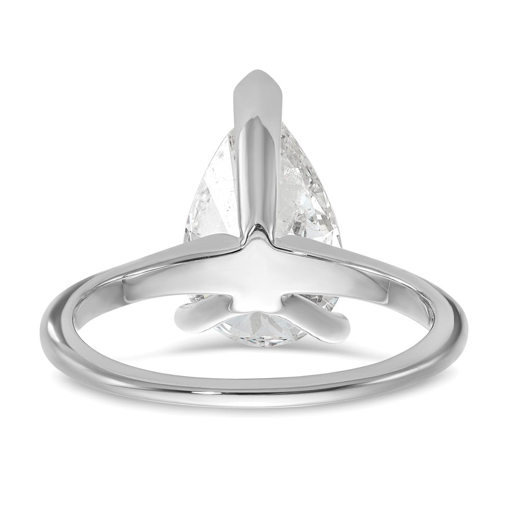 14K White Gold 3 carat Certified Lab Grown Diamond VS+ F+ Pear Solitaire Complete Engagement Ring