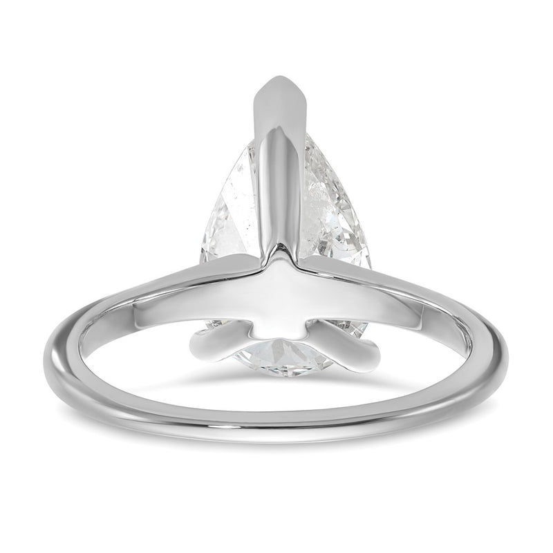14K White Gold 3 carat Certified Lab Grown Diamond VS+ F+ Pear Solitaire Complete Engagement Ring