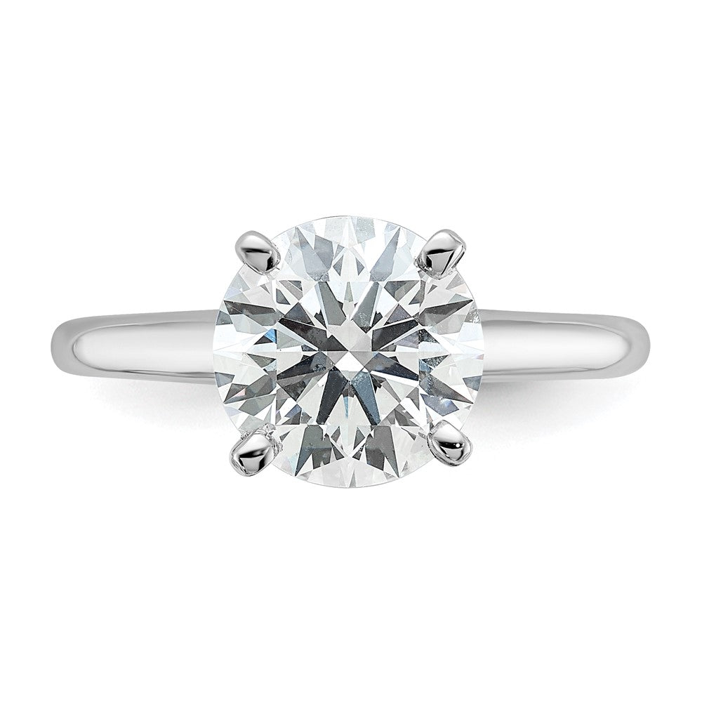 14K White Gold 3 carat Lab Grown Diamond VS+ F+ Round Complete Solitaire Engagement Ring