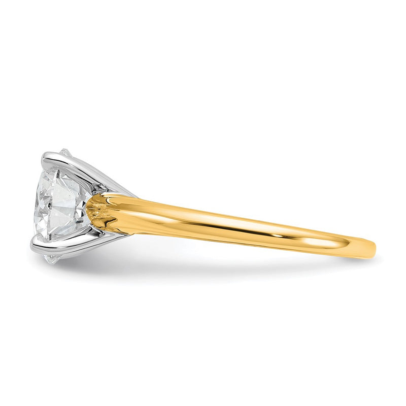 14K Two-Tone Gold 3 carat Lab Grown Diamond VS+ F+ Round Complete Solitaire Engagement Ring