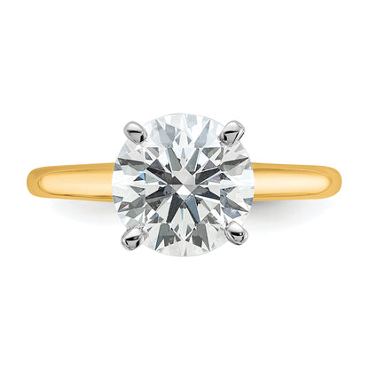 14k Two-tone 3 Ct. Certified Lab Grown Diamond VS/SI+ G+ Round Solitaire Engagement Ring