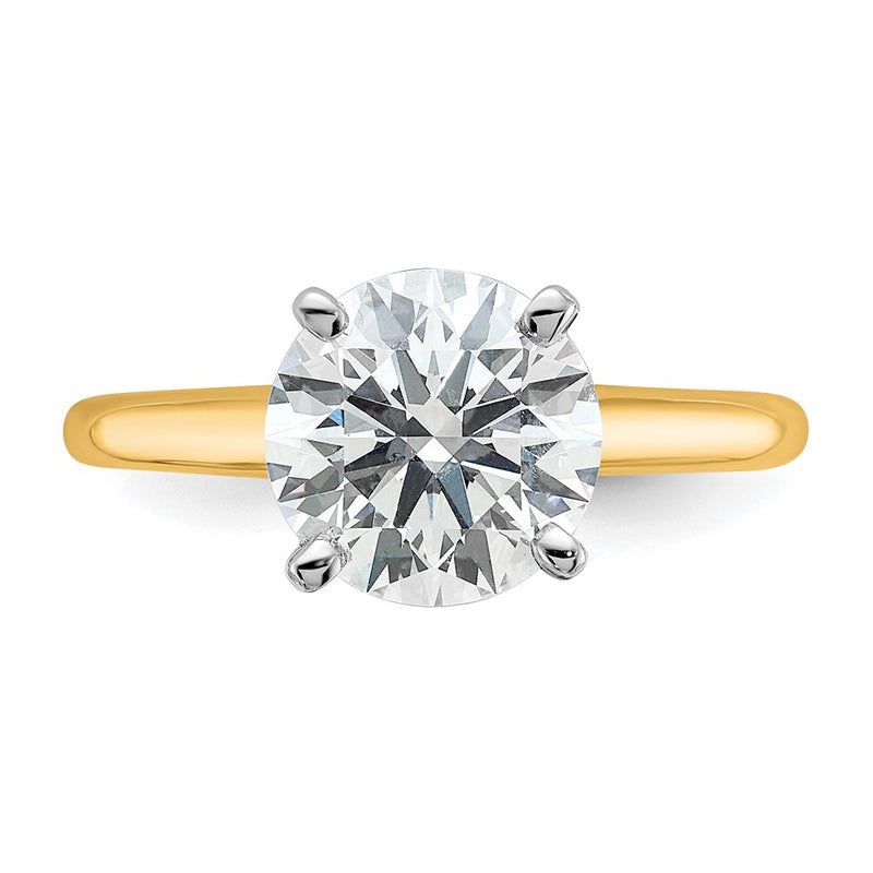 14K Two-Tone Gold 3 carat Lab Grown Diamond VS+ F+ Round Complete Solitaire Engagement Ring