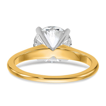 14K Two-Tone Gold 3 carat Lab Grown Diamond VS+ F+ Round Complete Solitaire Engagement Ring