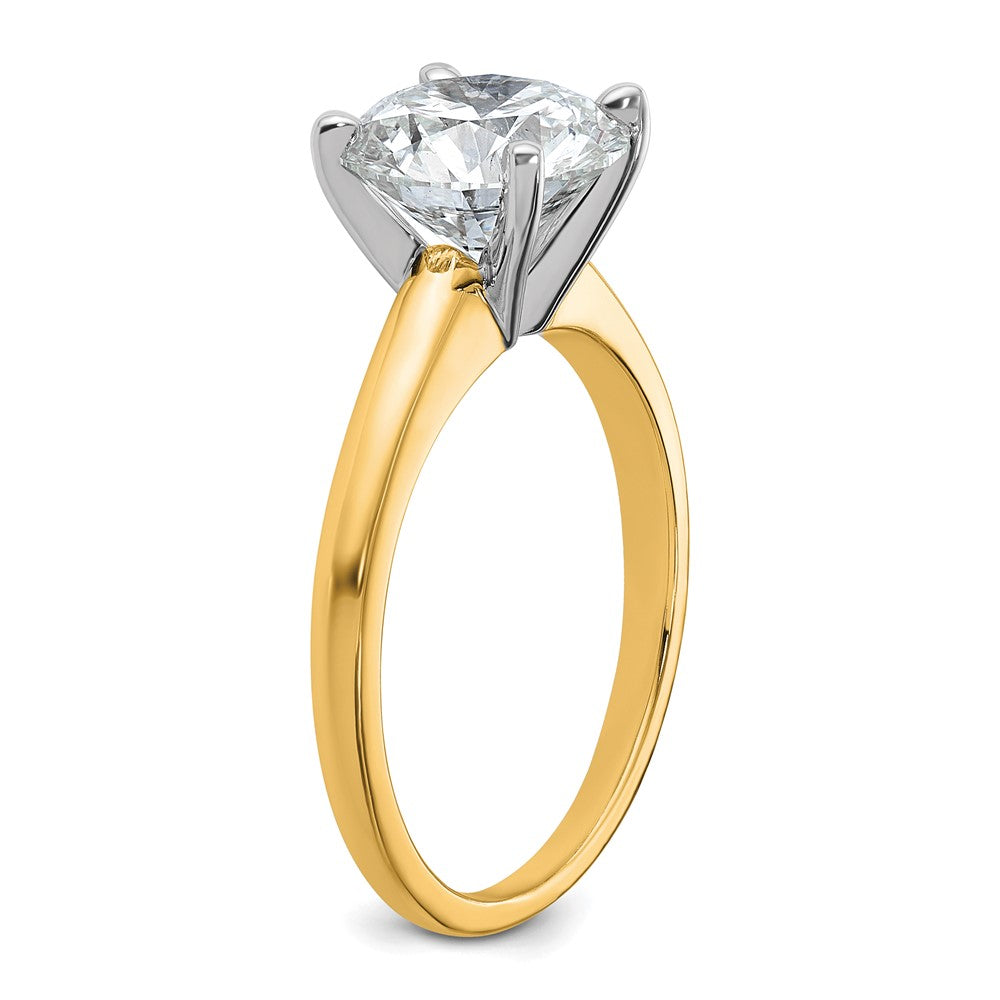 14K Two-Tone Gold 3 carat Certified Lab Grown Diamond VS+ F+ Round Complete Solitaire Engagement Ring