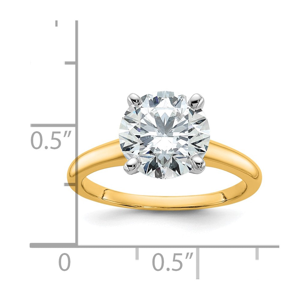 14K Two-Tone Gold 3 carat Lab Grown Diamond VS+ F+ Round Complete Solitaire Engagement Ring