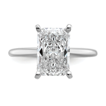 14k White Gold 3 Ct. Lab Grown Diamond VS/SI+ G+ Radiant Solitaire Engagement Ring