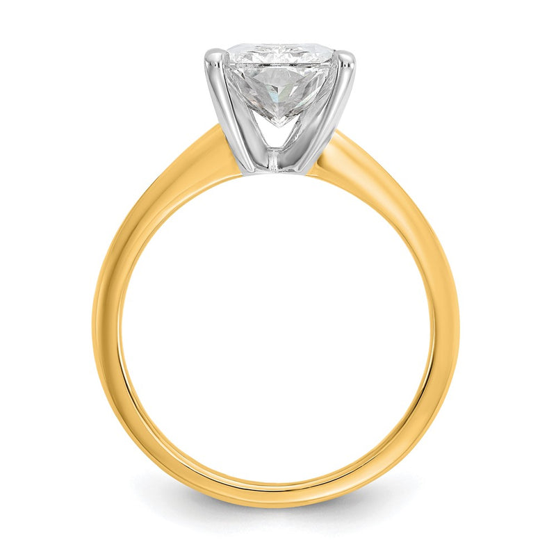 14K Two-Tone Gold Two-tone 3 carat Lab Grown Diamond VS+ F+ Radiant Solitaire Complete Engagement Ring