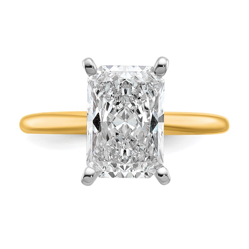 14K Two-Tone Gold Two-tone 3 carat Lab Grown Diamond VS+ F+ Radiant Solitaire Complete Engagement Ring
