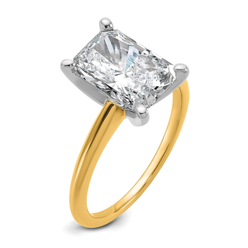 14K Two-Tone Gold Two-tone 3 carat Certified Lab Grown Diamond VS+ F+ Radiant Solitaire Complete Engagement Ring