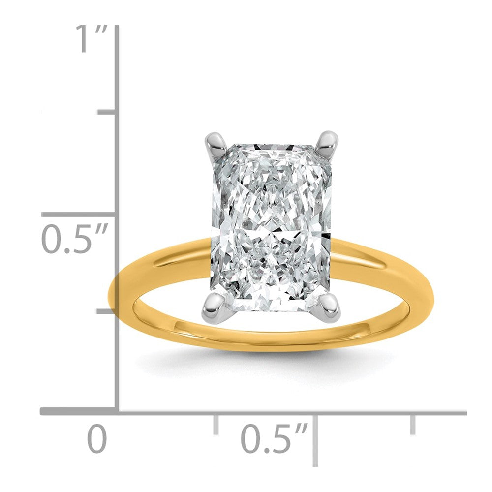 14K Two-Tone Gold Two-tone 3 carat Certified Lab Grown Diamond VS+ F+ Radiant Solitaire Complete Engagement Ring