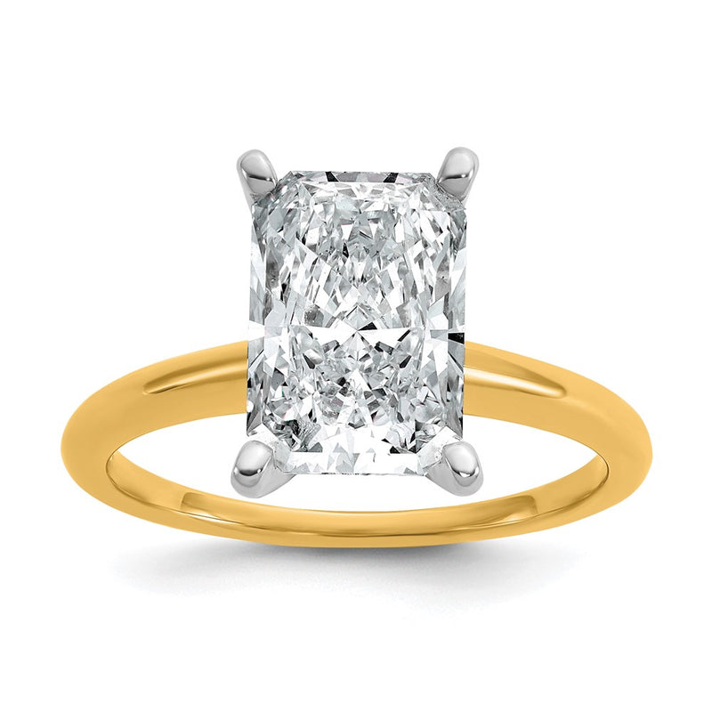 14K Two-Tone Gold Two-tone 3 carat Certified Lab Grown Diamond VS+ F+ Radiant Solitaire Complete Engagement Ring