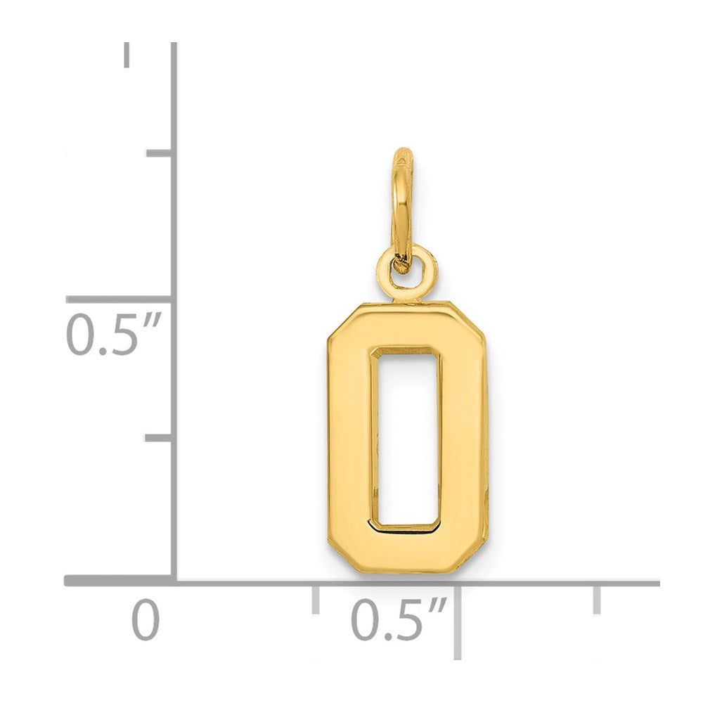14K Yellow Gold Small Polished Number 0 Charm