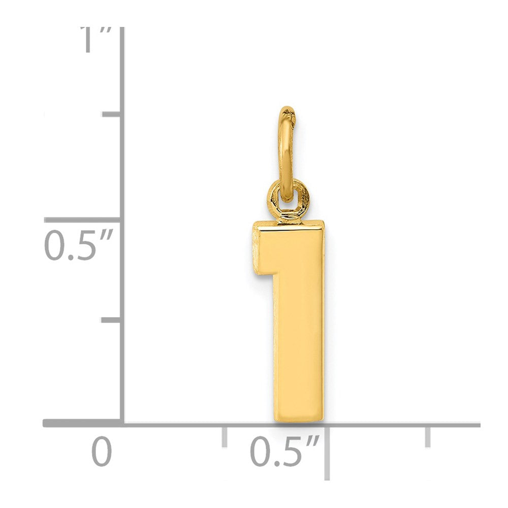 14K Yellow Gold Small Polished Number 1 Charm