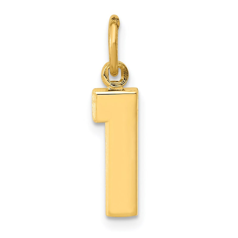 14K Yellow Gold Small Polished Number 1 Charm