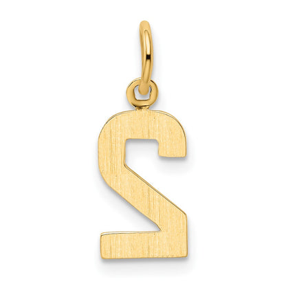 14K Yellow Gold Small Polished Number 2 Charm