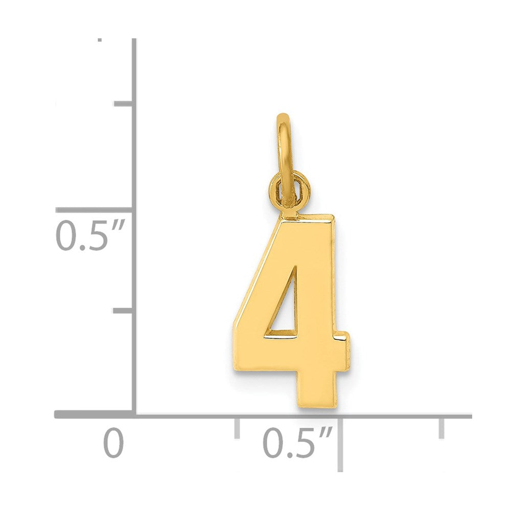 14K Yellow Gold Small Polished Number 4 Charm