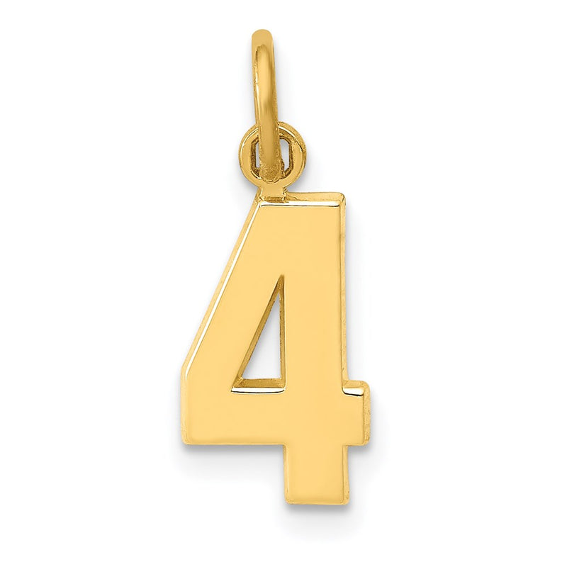 14K Yellow Gold Small Polished Number 4 Charm