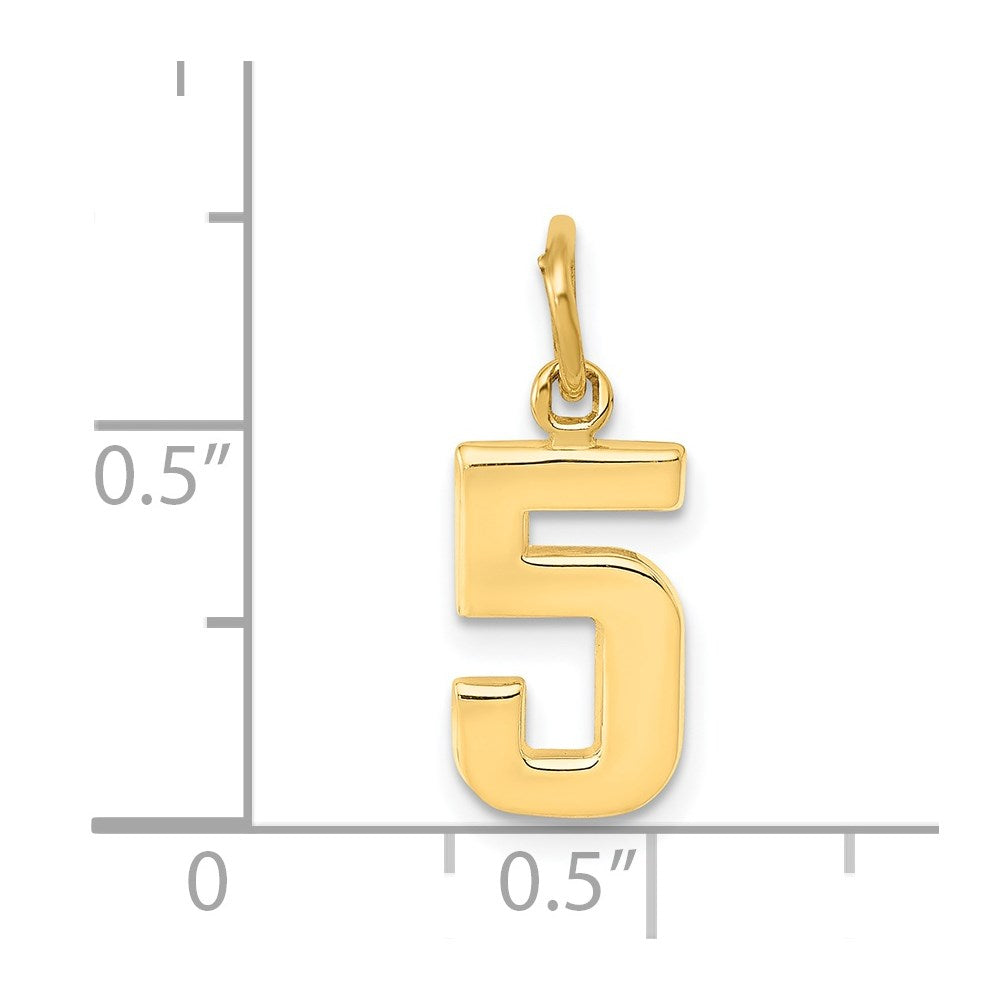 14K Yellow Gold Small Polished Number 5 Charm