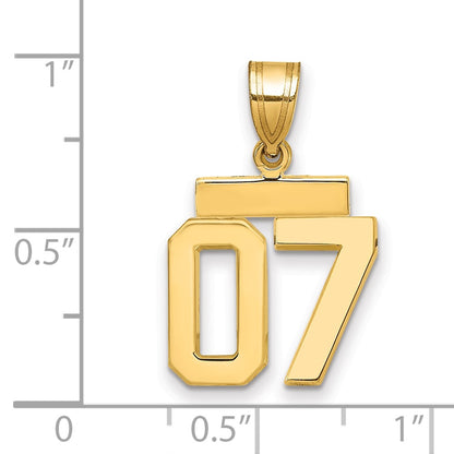 14k Yellow Gold Small Polished Number 07 on Top Charm