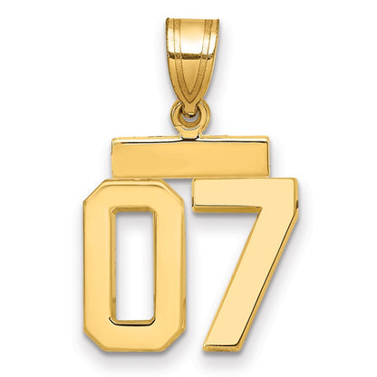 14k Yellow Gold Small Polished Number 07 on Top Charm