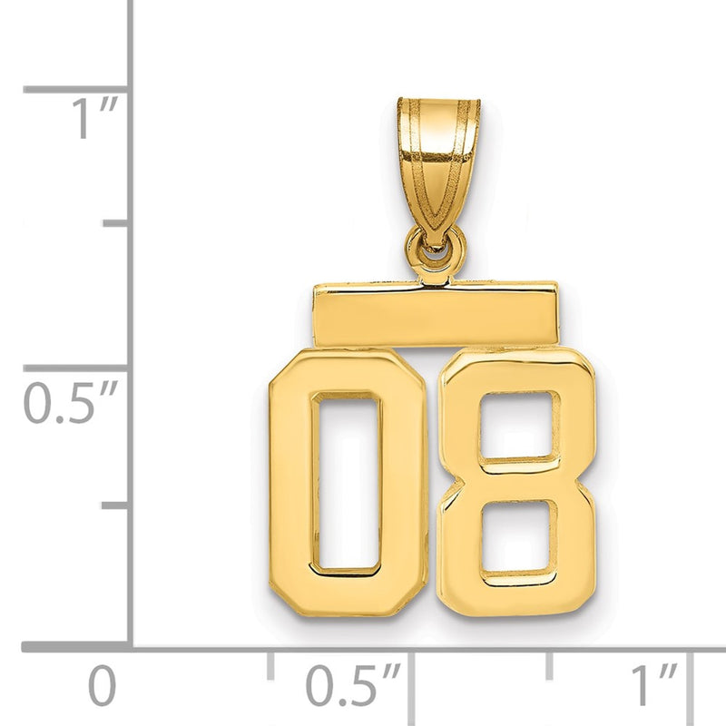 14k Yellow Gold Small Polished Number 08 on Top Charm