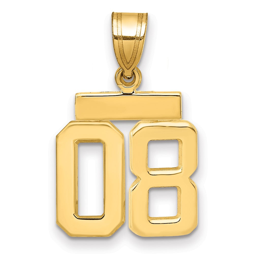 14k Yellow Gold Small Polished Number 08 on Top Charm