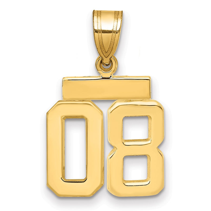 14k Yellow Gold Small Polished Number 08 on Top Charm