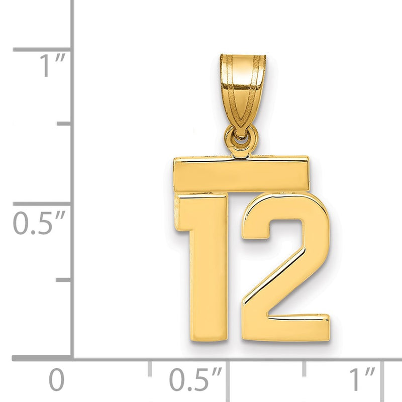 14k Yellow Gold Small Polished Number 12 Charm