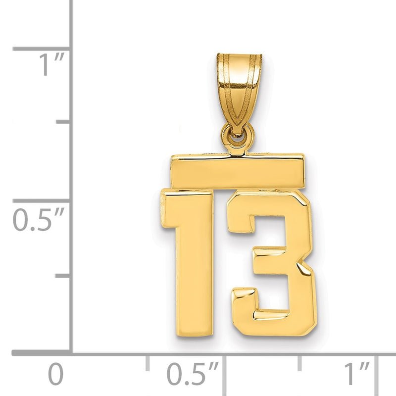 14k Yellow Gold Small Polished Number 13 Charm