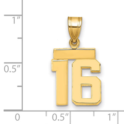 14k Yellow Gold Small Polished Number 16 Charm
