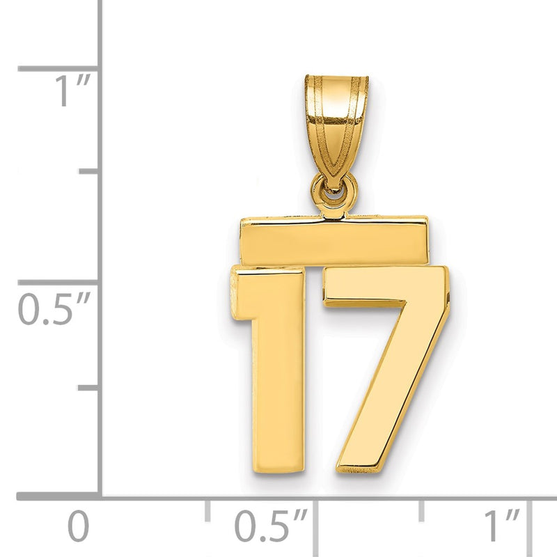14k Yellow Gold Small Polished Number 17 Charm