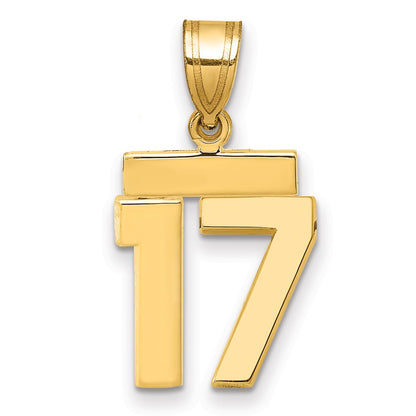 14k Yellow Gold Small Polished Number 17 Charm