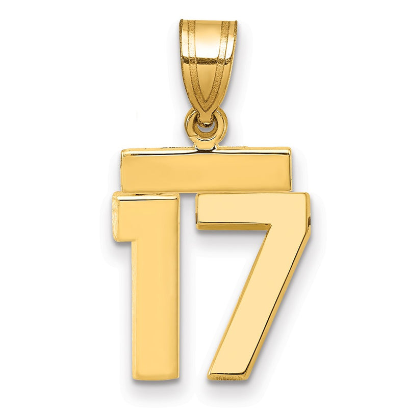 14k Yellow Gold Small Polished Number 17 Charm